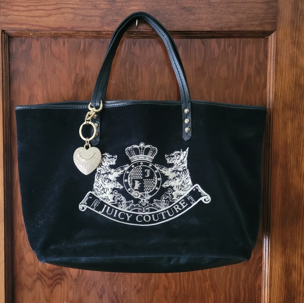 Vintage Y2K Juicy Couture Black Velour Tote Bag